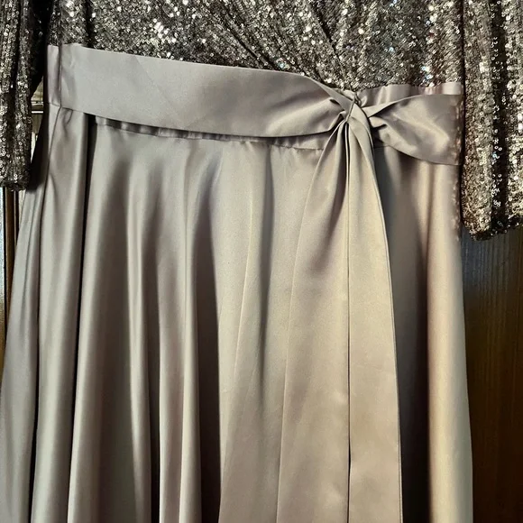 Xscape Rose Gold Sequin Long Sleeve Gown - Picture 2 of 5